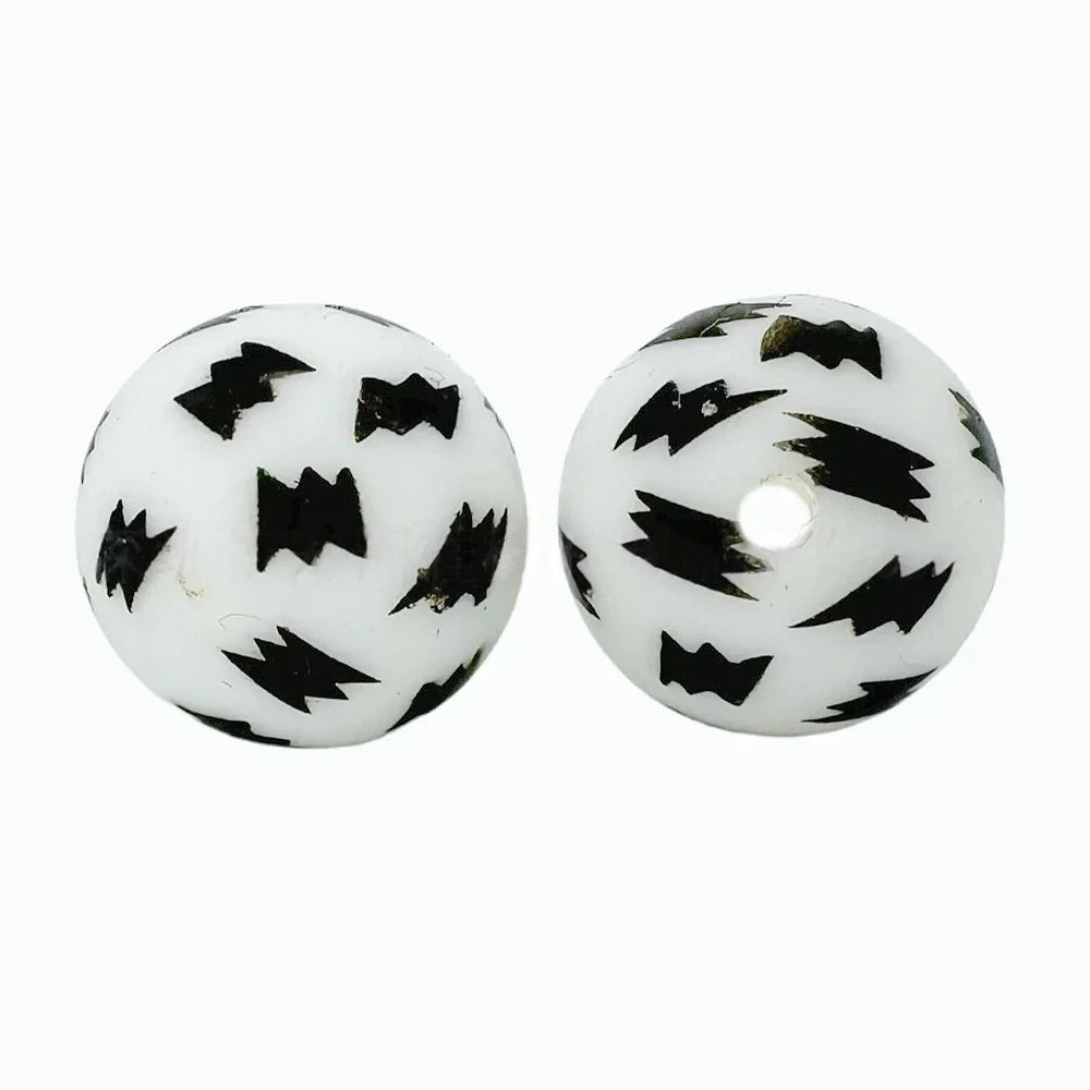 15mm Cow Printed Silicone Bead for DIY Pens Keychains