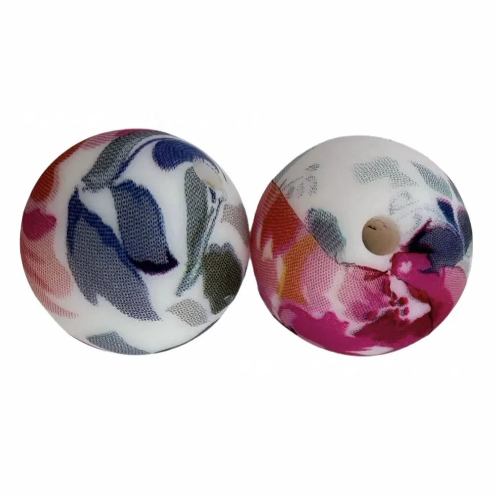 15mm Printed Silicone Bead for DIY Bracelets Pens 021