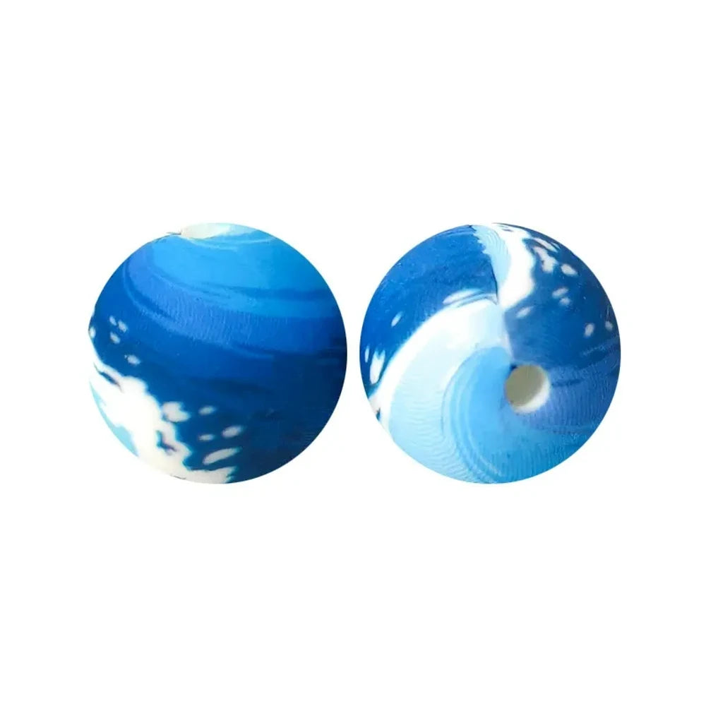 15mm Waves Printed Silicone Bead for DIY Bracelet Pens Keychains