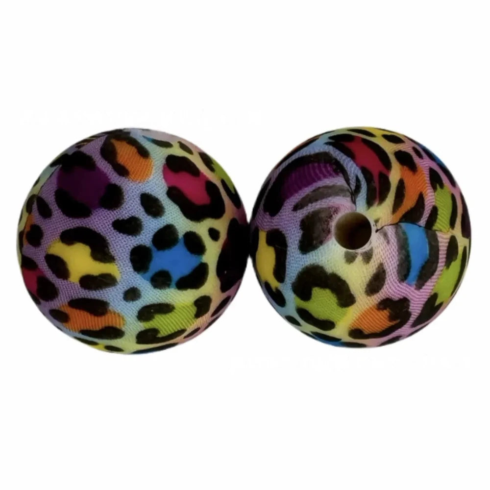 15mm Colorful Leopard Printed Silicone Bead for DIY Bracelet Keychains