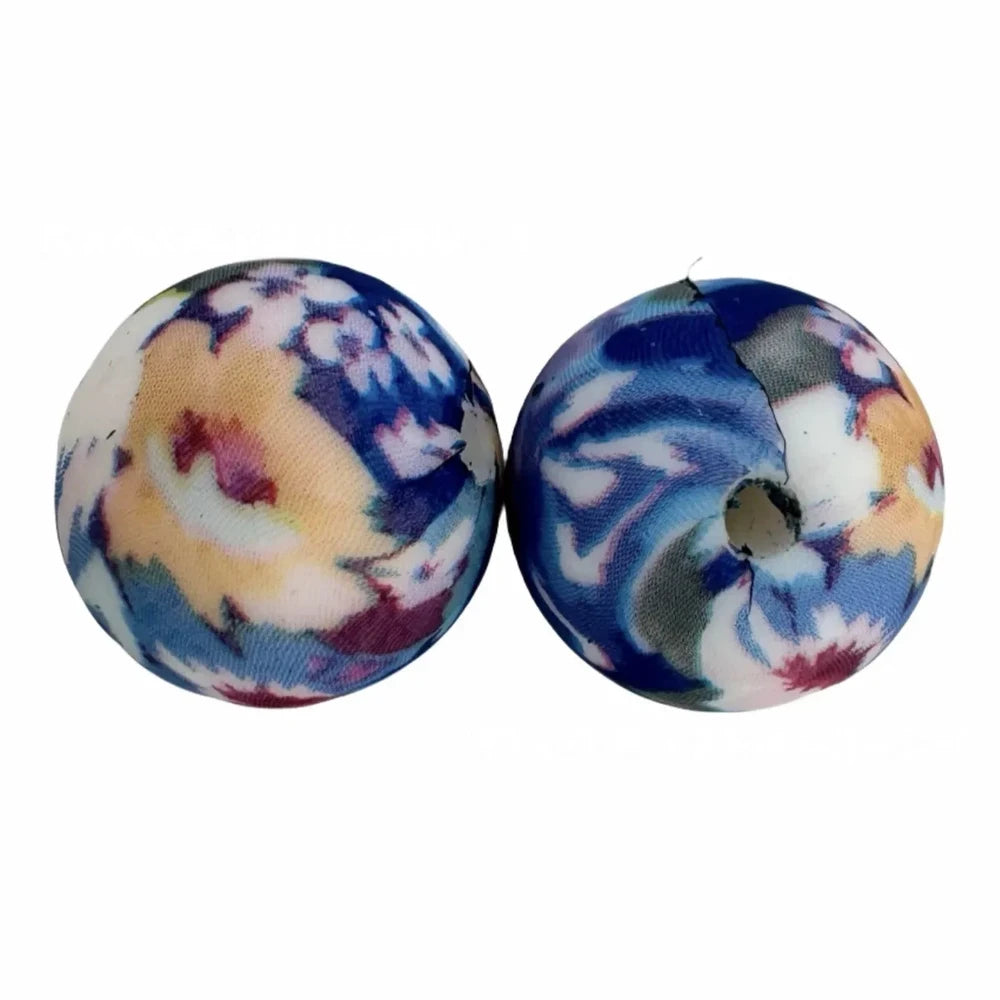 15mm Flowers Printed Silicone Bead for DIY Bracelet Keychains