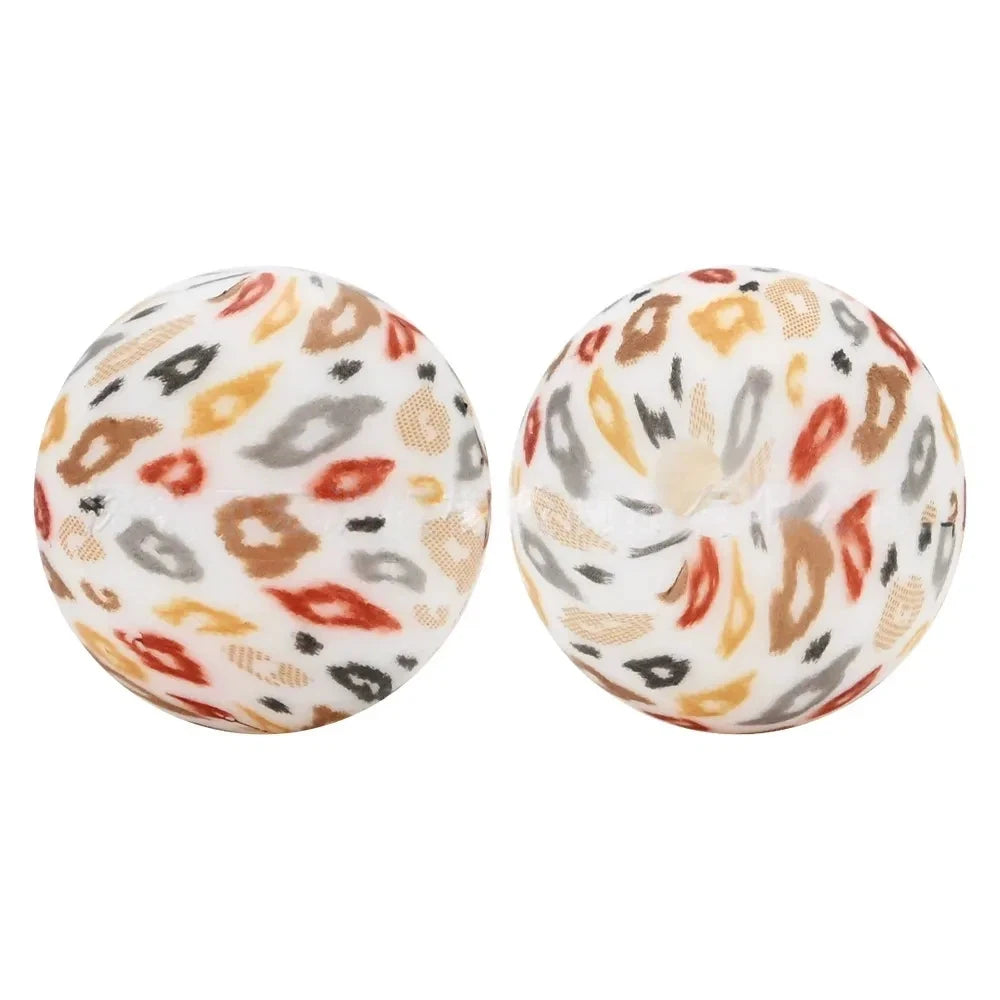 15mm Colorful Leopard Printed Silicone Bead for DIY Pens Keychains