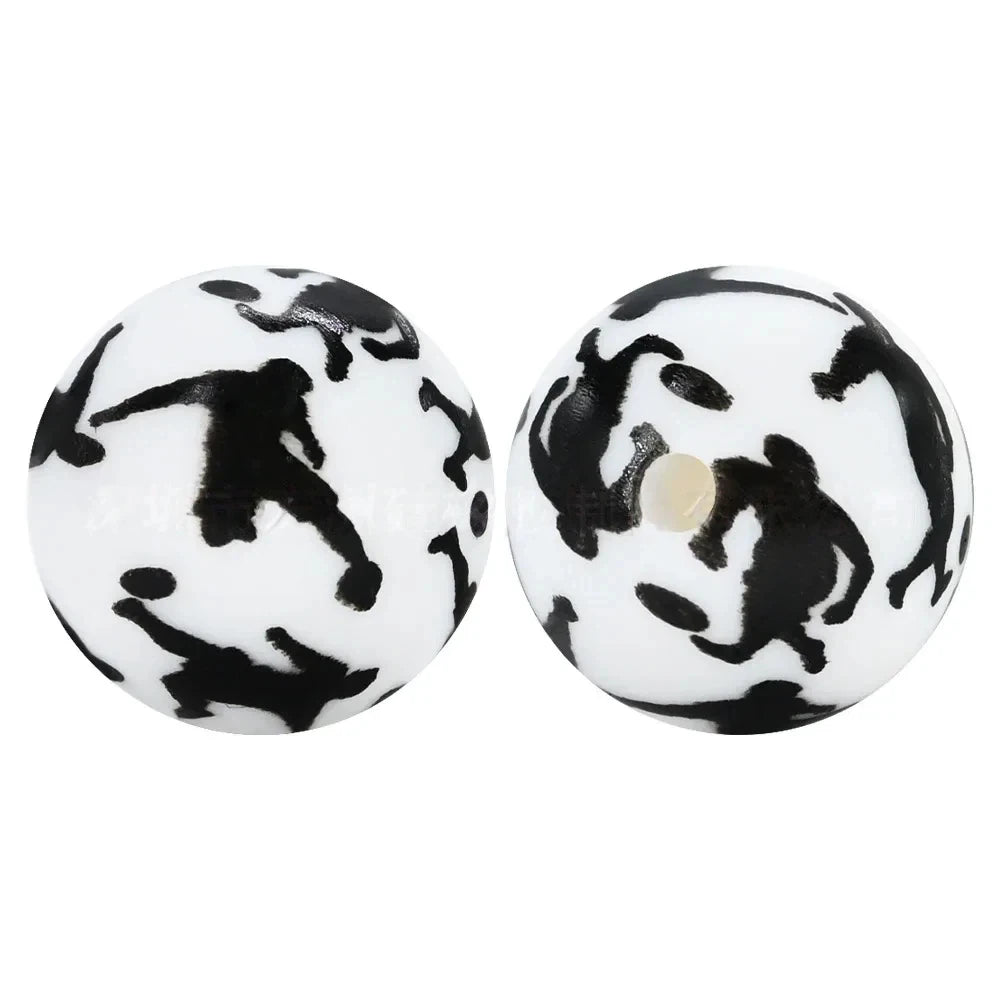 15mm Football Printed Silicone Bead for DIY Keychains Pens