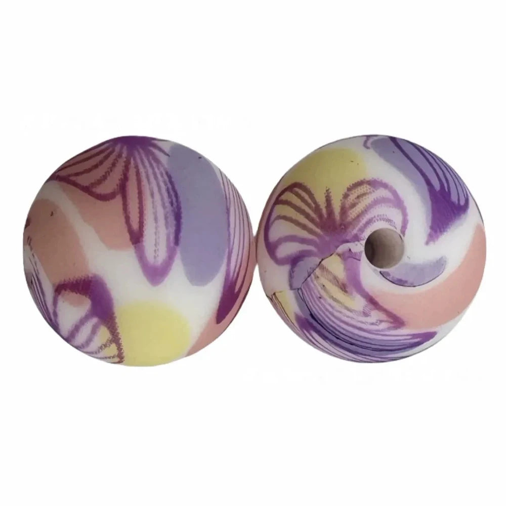 15mm Butterfly Colorful Printed Silicone Bead for DIY Bracelets Pens