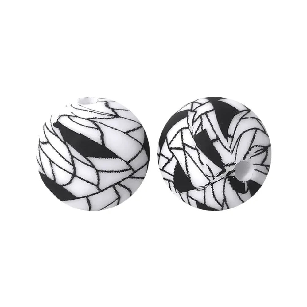 15mm Cracked Printed Silicone Bead for DIY Pens Bracelet