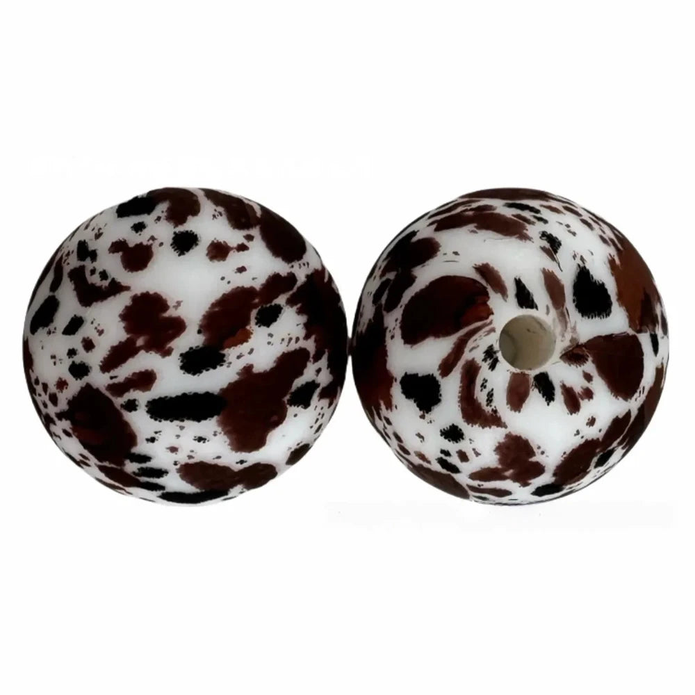 15mm Dark Red Dots Printed Silicone Bead for DIY Pens Bracelet Keychains