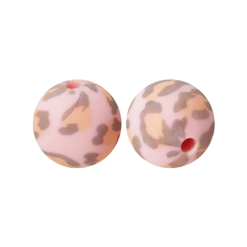 15mm Pink Leopard Printed Silicone Bead for DIY Bracelet