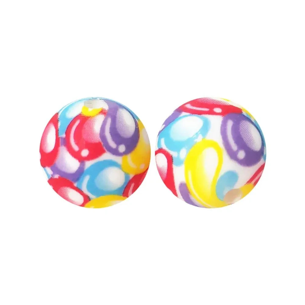 15mm Colorful Balloons Printed Silicone Bead for DIY Pens Keychains