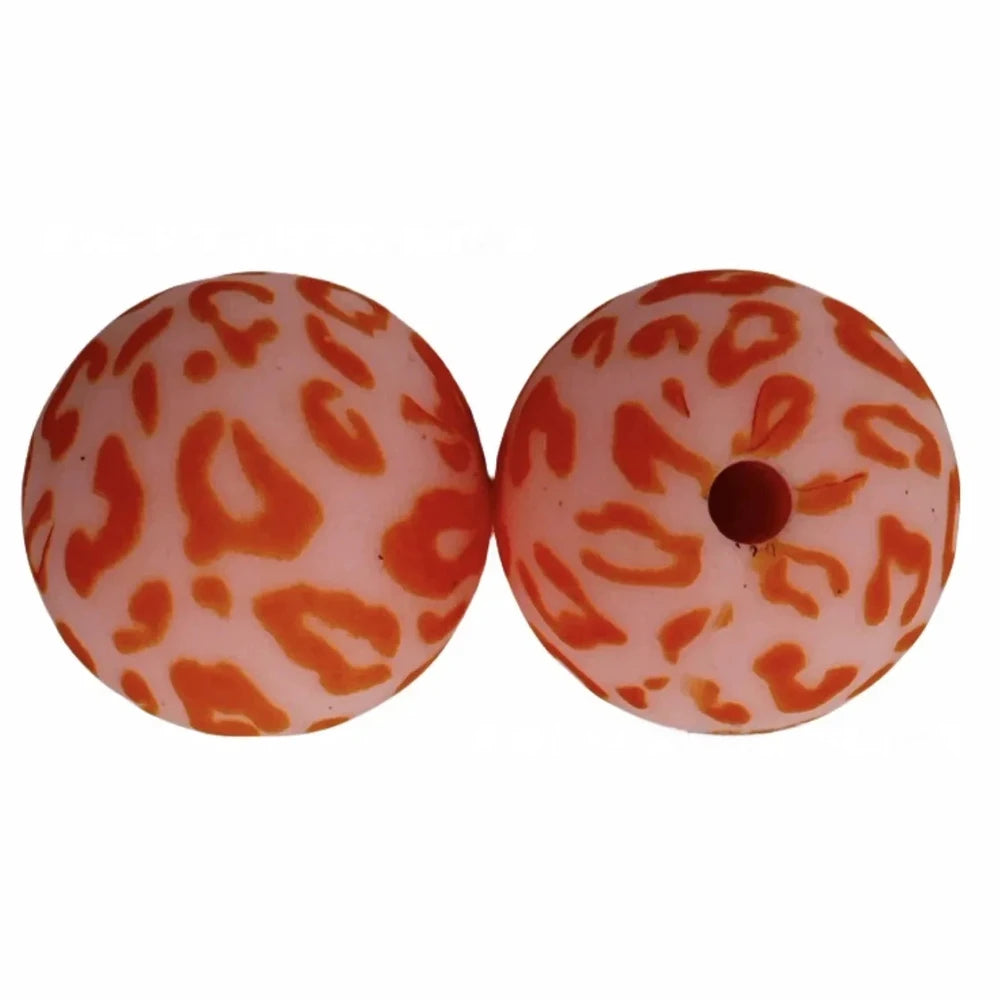 15mm Orange Leopard Silicone Bead for DIY Pens Bracelets