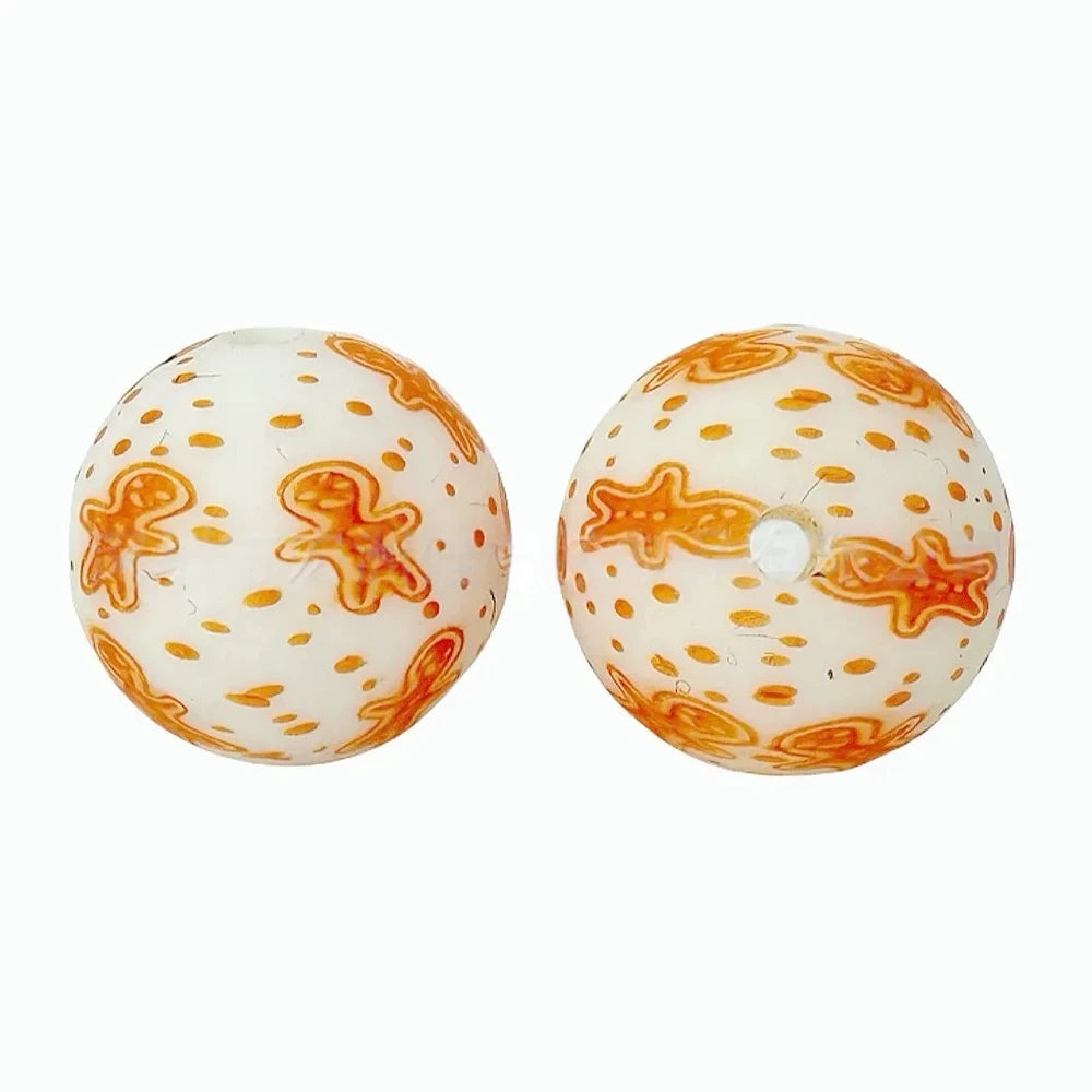 15mm Gingerbread Man Printed Silicone Bead for DIY Pens Keychains