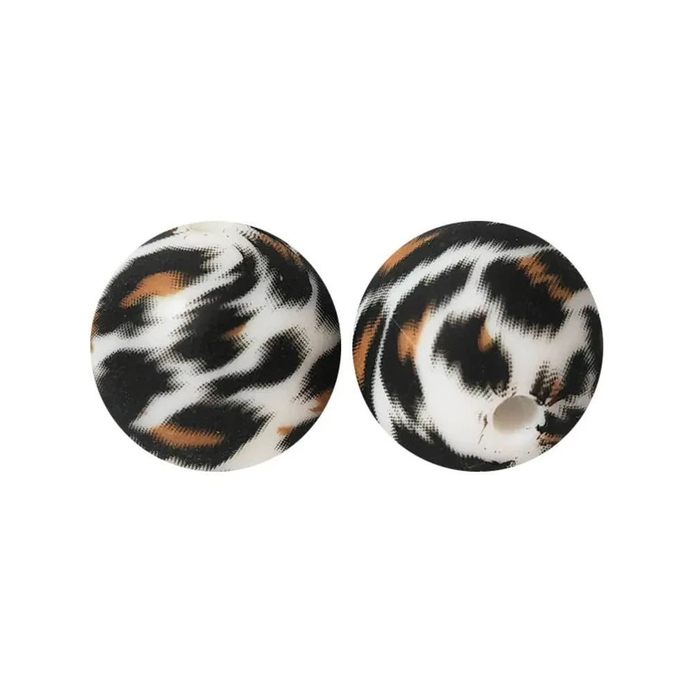 15mm Leopard Printed Silicone Bead for DIY Pens Keychains