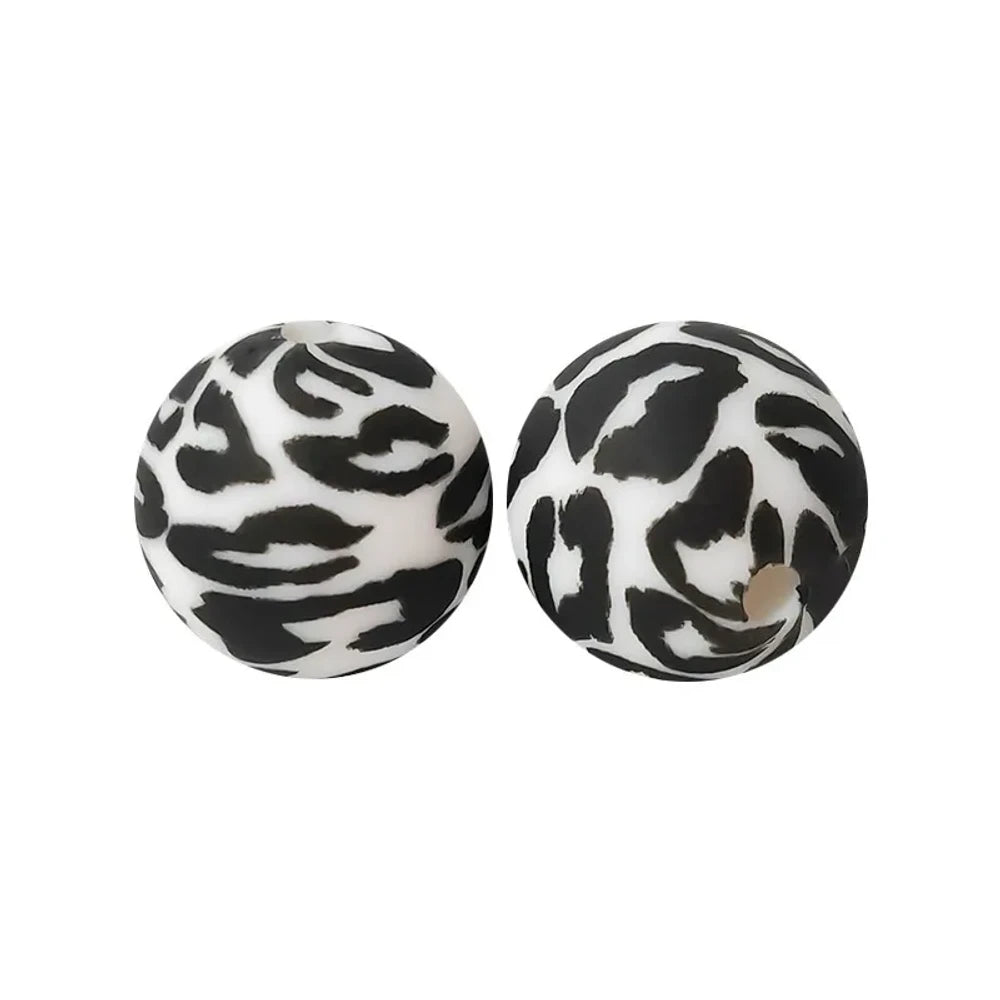 15mm Leopard Printed Silicone Bead for DIY Bracelets Pens