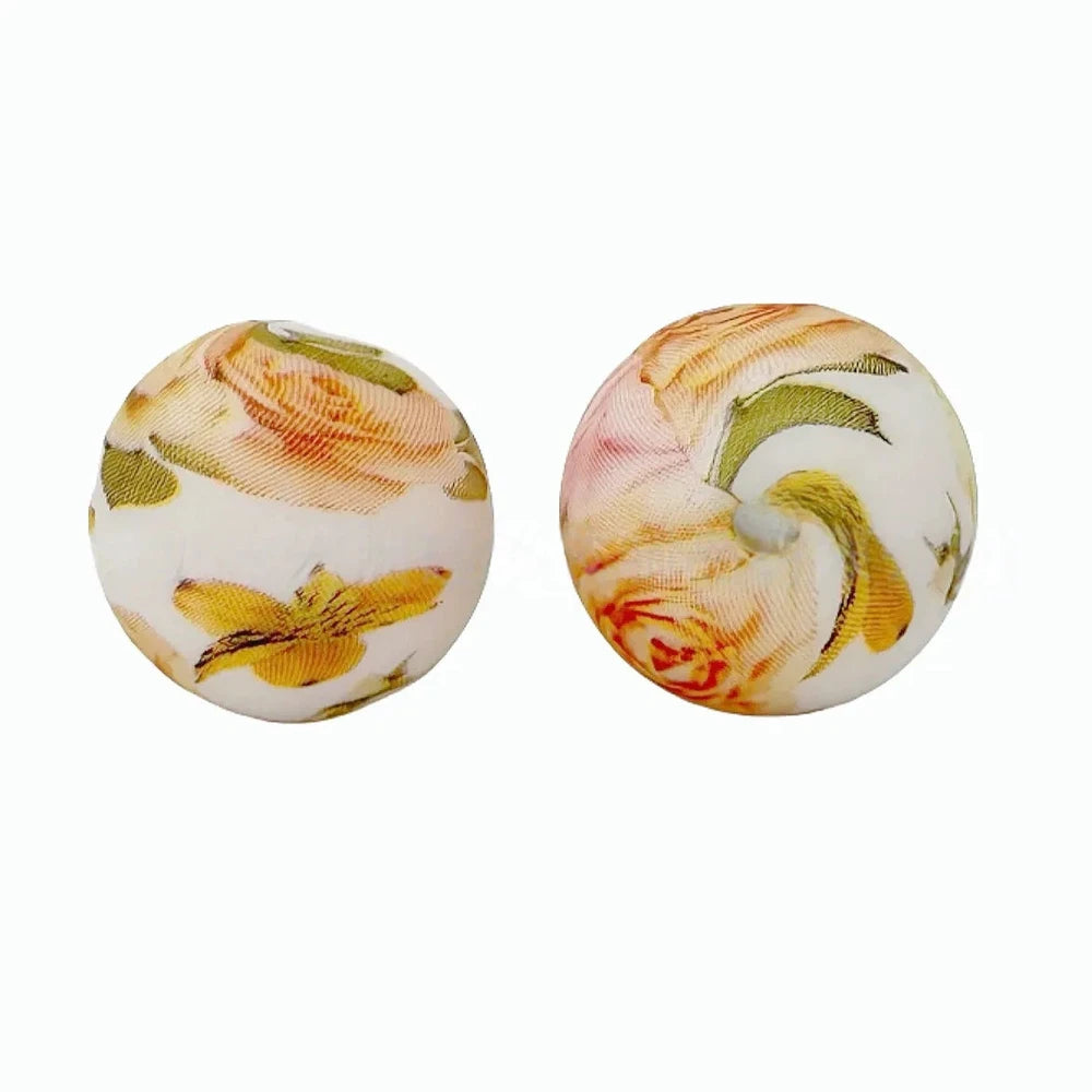 15mm Flowers Printed Silicone Bead for DIY Pens Keychain