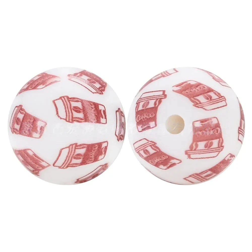 15mm Cup Printed Silicone Bead for DIY Pens Keychains