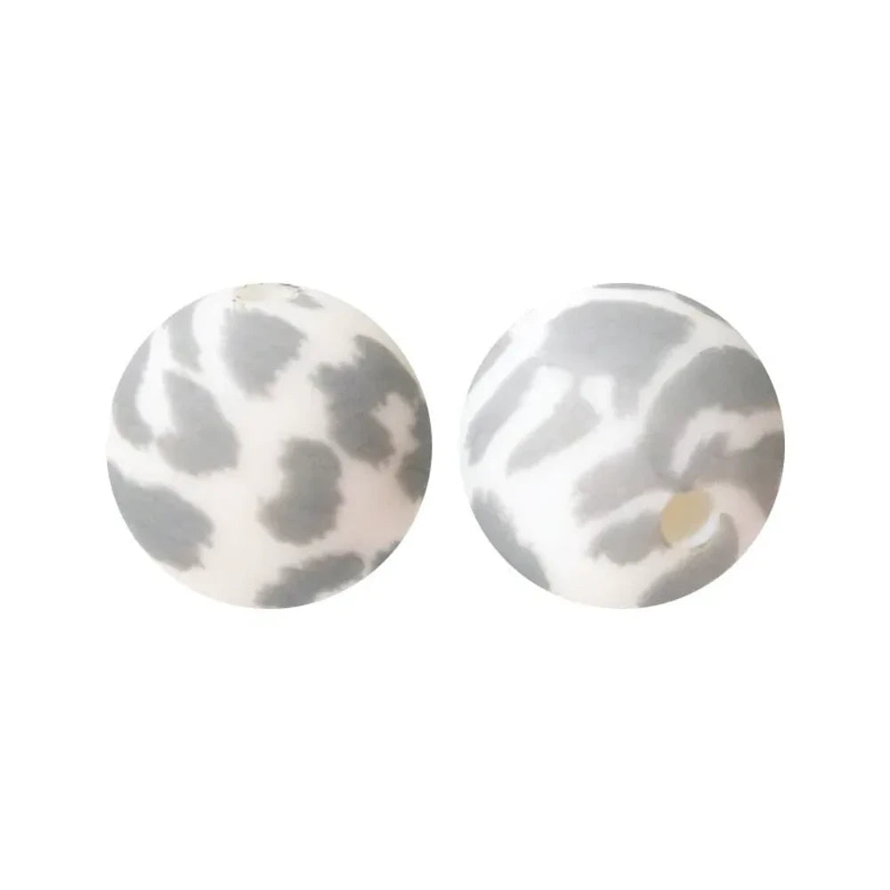 15mm Gray Dots Printed Silicone Bead for DIY Keychains Pens