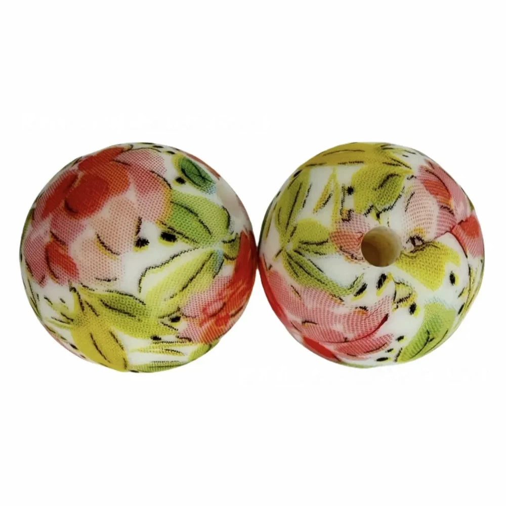 15mm Flower Printed Silicone Bead for DIY Keychains Pens