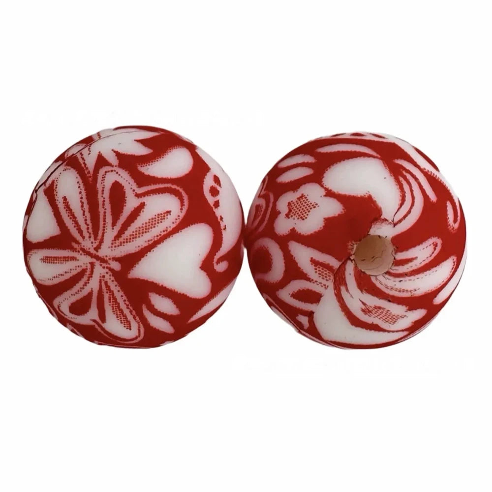 15mm Butterfly Printed Silicone Bead for DIY Pens Bracelet Keychains