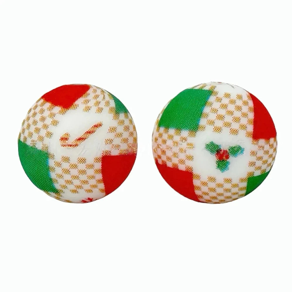 15mm Christmas Printed Silicone Bead for DIY Keychains Pens