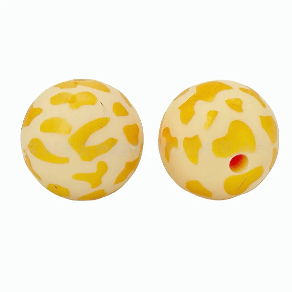 15mm Yellow Spot Printed Silicone Bead for DIY Pens Keychain