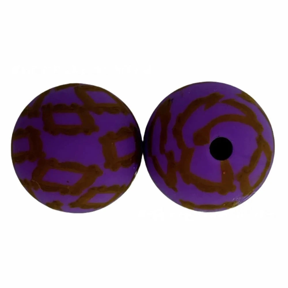 15mm Purple Cracked Printed Silicone Bead for DIY Bracelets Keychains