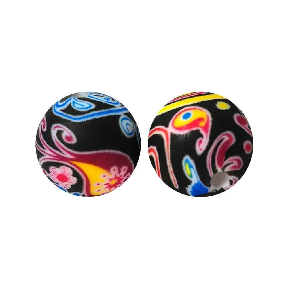 15mm Flowers Red Blue Black Printed Silicone Bead for DIY Pens Bracelets