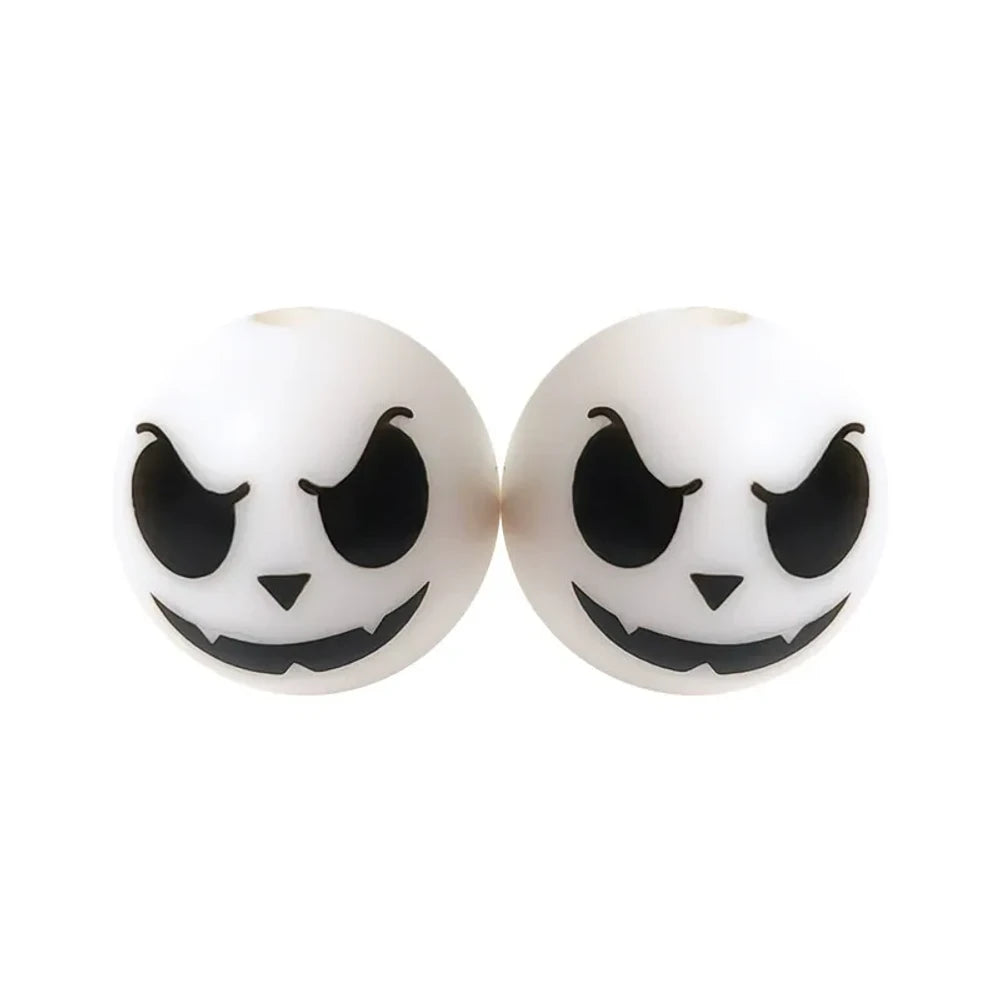 15mm Jack Face Printed Silicone Bead for DIY Pens Bracelets