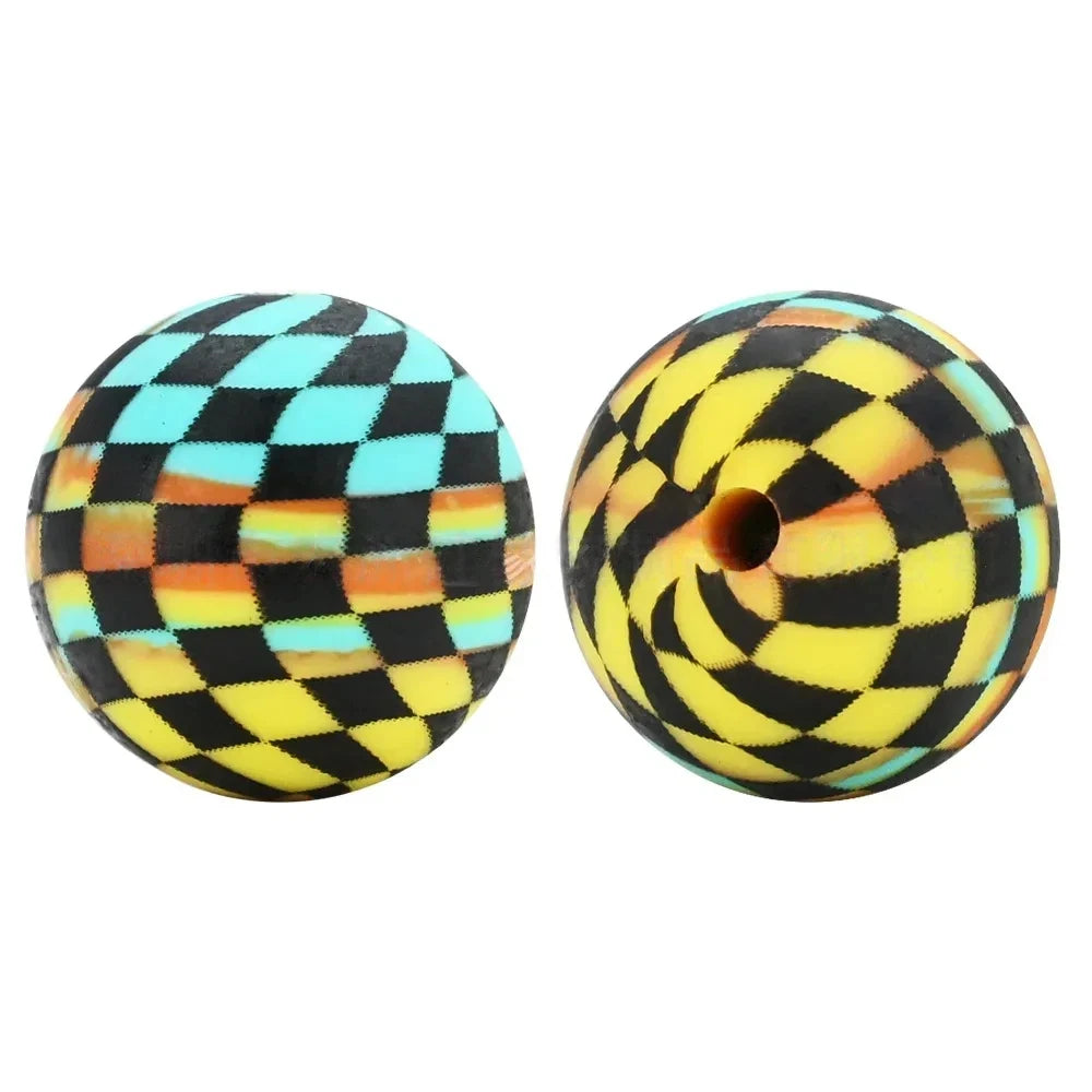15mm Colorful Checkered Pattern Printed Silicone Bead for DIY Pens Keychains