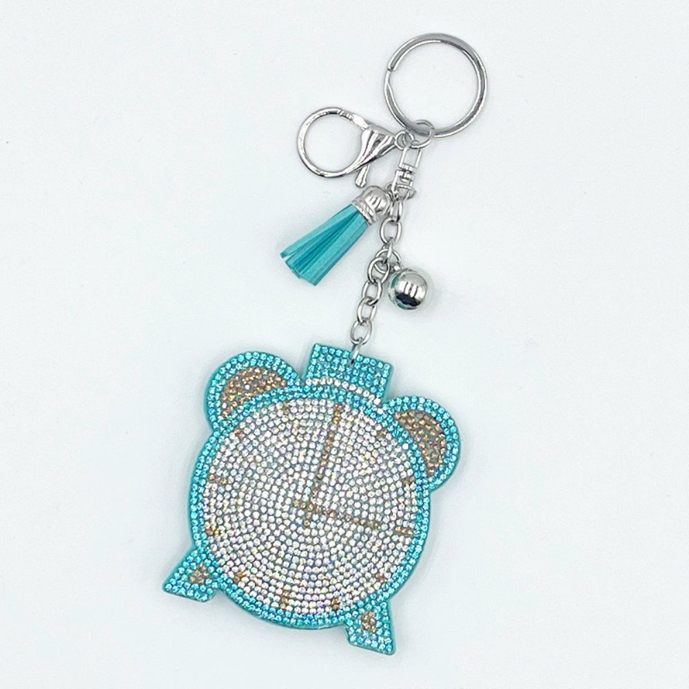 Alarm Clock Rhinestone Keychain for DIY
