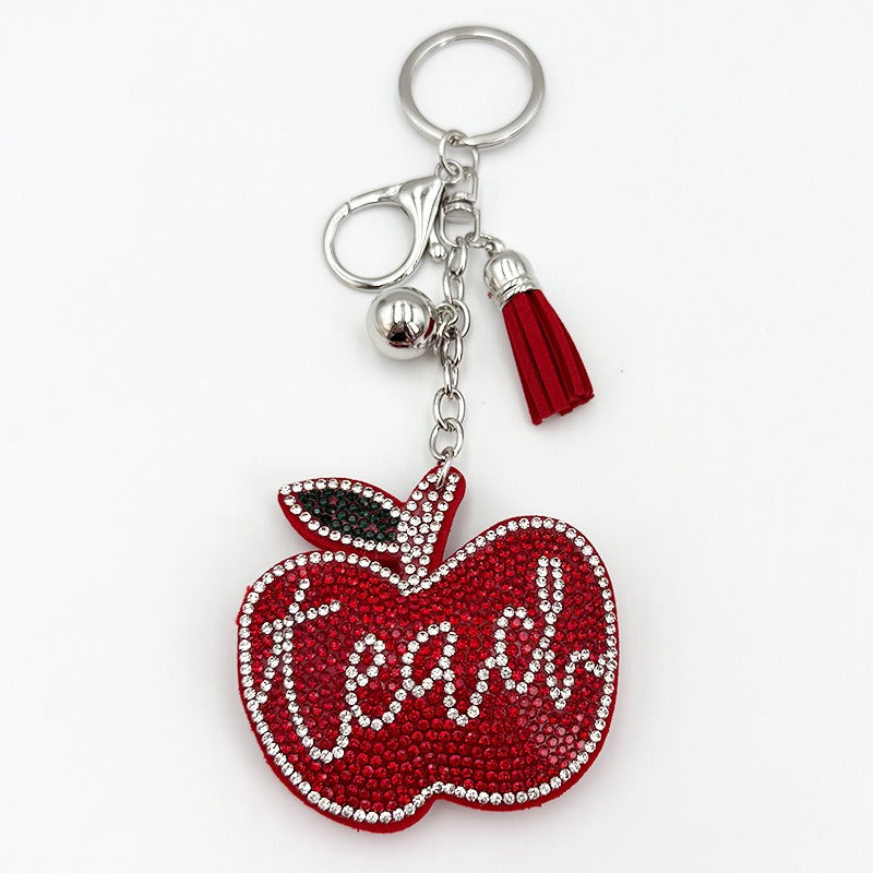 Apple Rhinestone Keychain for DIY