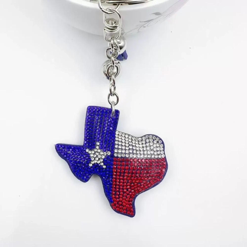 Assorted USA flag rhinestone fancy bead charms in butterfly, heart, Texas, purse, and waving flag shapes - 2