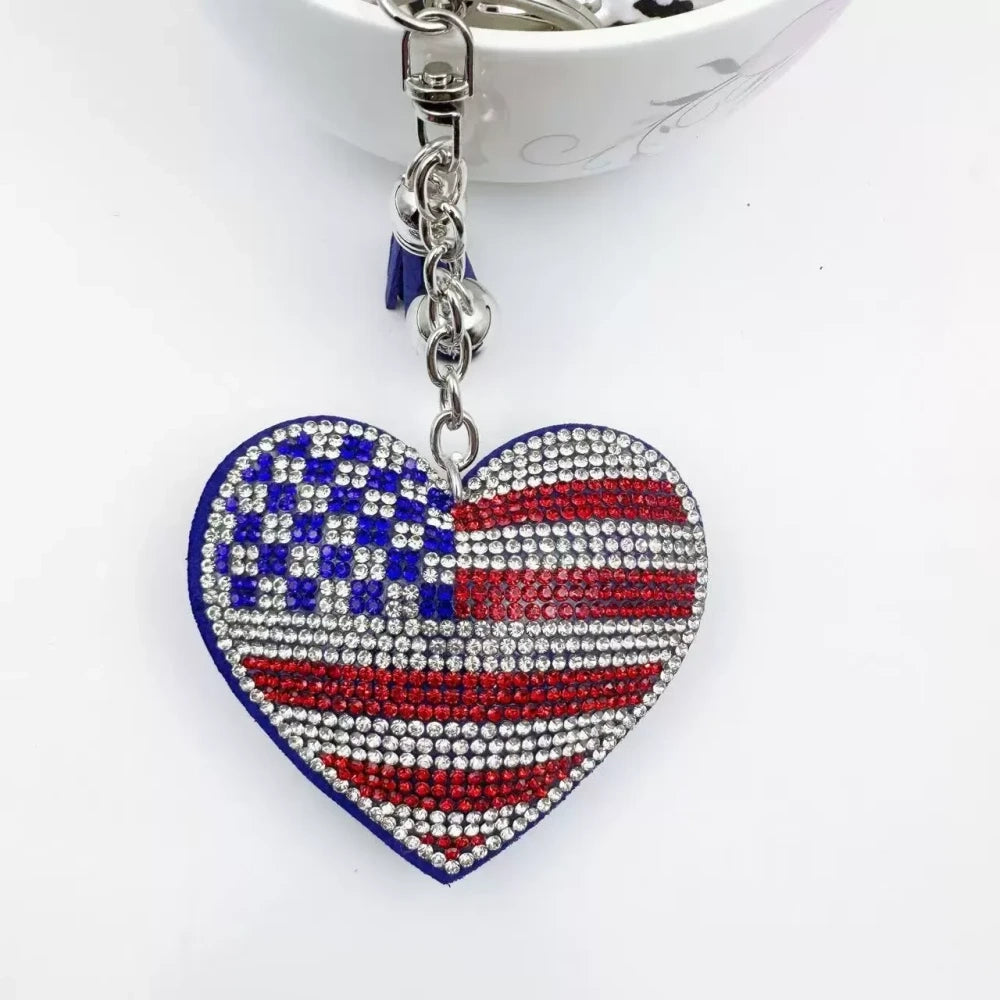 Assorted USA flag rhinestone fancy bead charms in butterfly, heart, Texas, purse, and waving flag shapes - 3