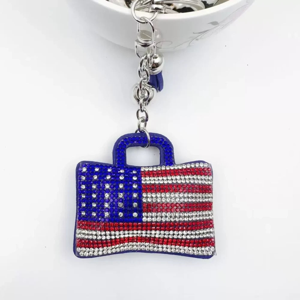 Assorted USA flag rhinestone fancy bead charms in butterfly, heart, Texas, purse, and waving flag shapes - 4