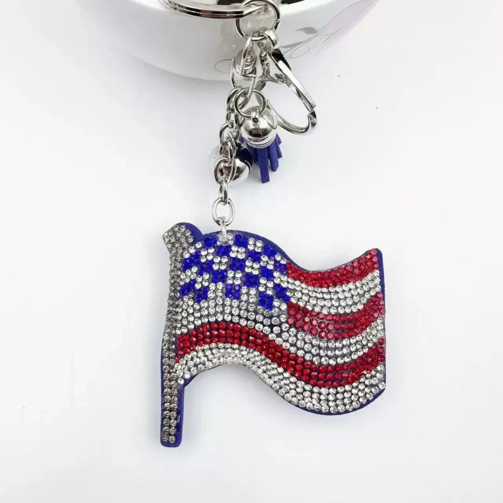 Assorted USA flag rhinestone fancy bead charms in butterfly, heart, Texas, purse, and waving flag shapes - 5
