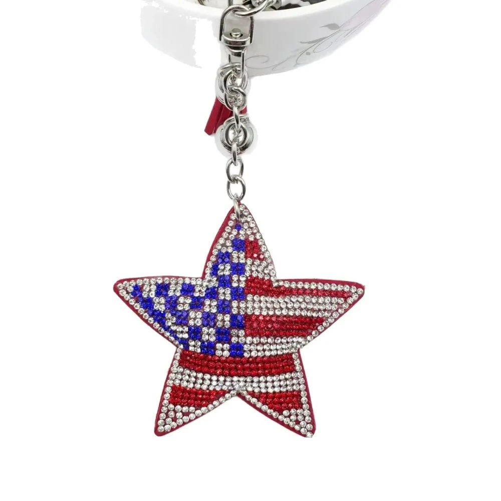 Assorted USA flag rhinestone fancy bead charms in butterfly, heart, Texas, purse, and waving flag shapes - 6