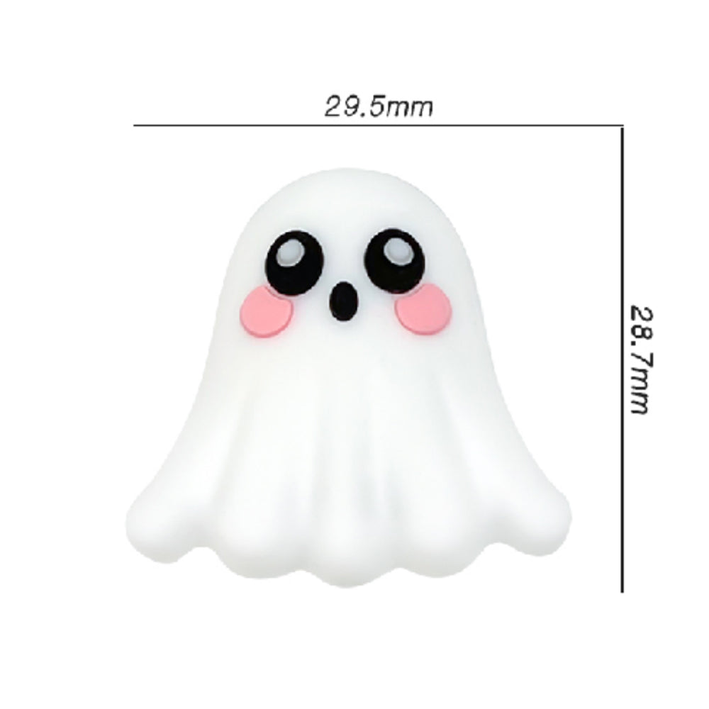 Cartoon Halloween Reading Book Cute Ghost Pattern Silicone Beads-10PCS