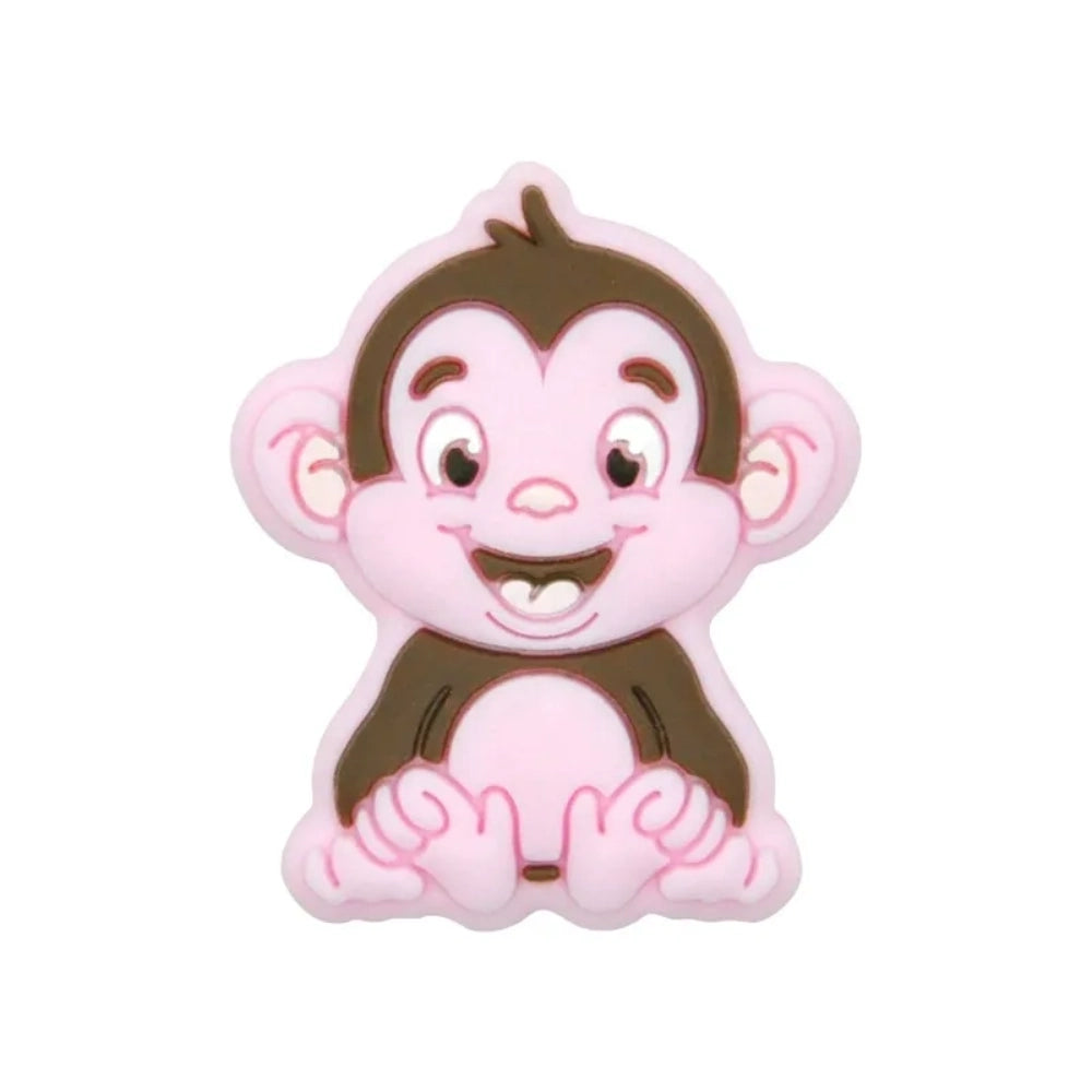 8 colorful baby monkey silicone focal beads in cream, taupe, pink, blue, grey, green, mint, and yellow for DIY crafts and beadable pens - 4