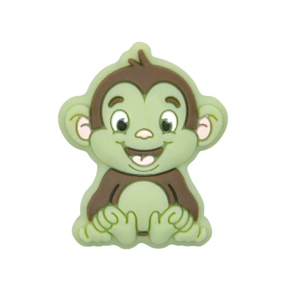 8 colorful baby monkey silicone focal beads in cream, taupe, pink, blue, grey, green, mint, and yellow for DIY crafts and beadable pens - 5