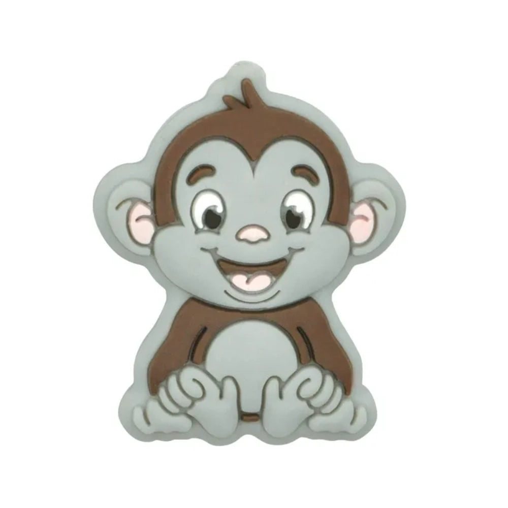 8 colorful baby monkey silicone focal beads in cream, taupe, pink, blue, grey, green, mint, and yellow for DIY crafts and beadable pens - 6