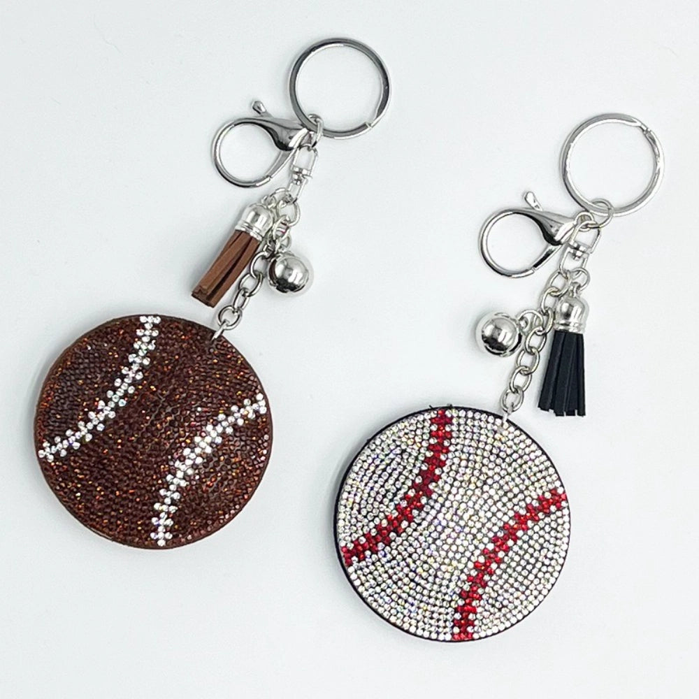 Baseball Rhinestone Keychain for DIY