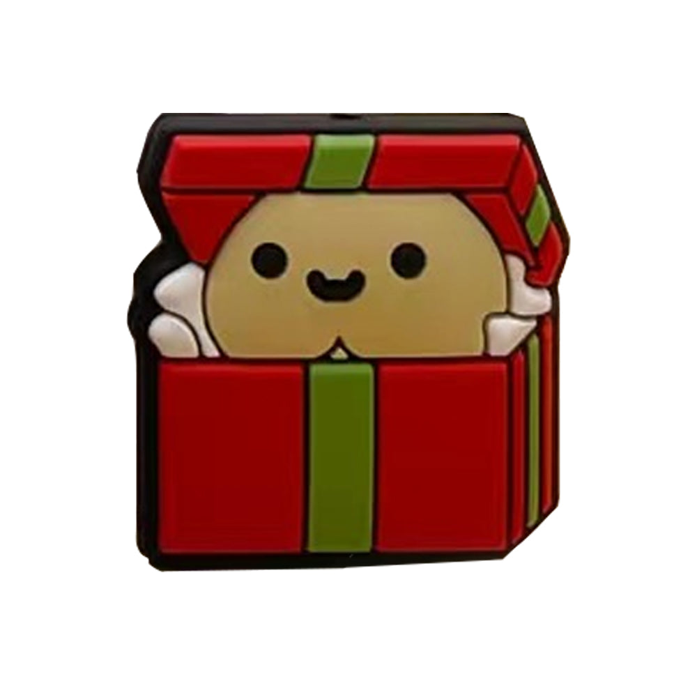 Cartoon Gift Box Pattern Image Silicone Beads-10PCS