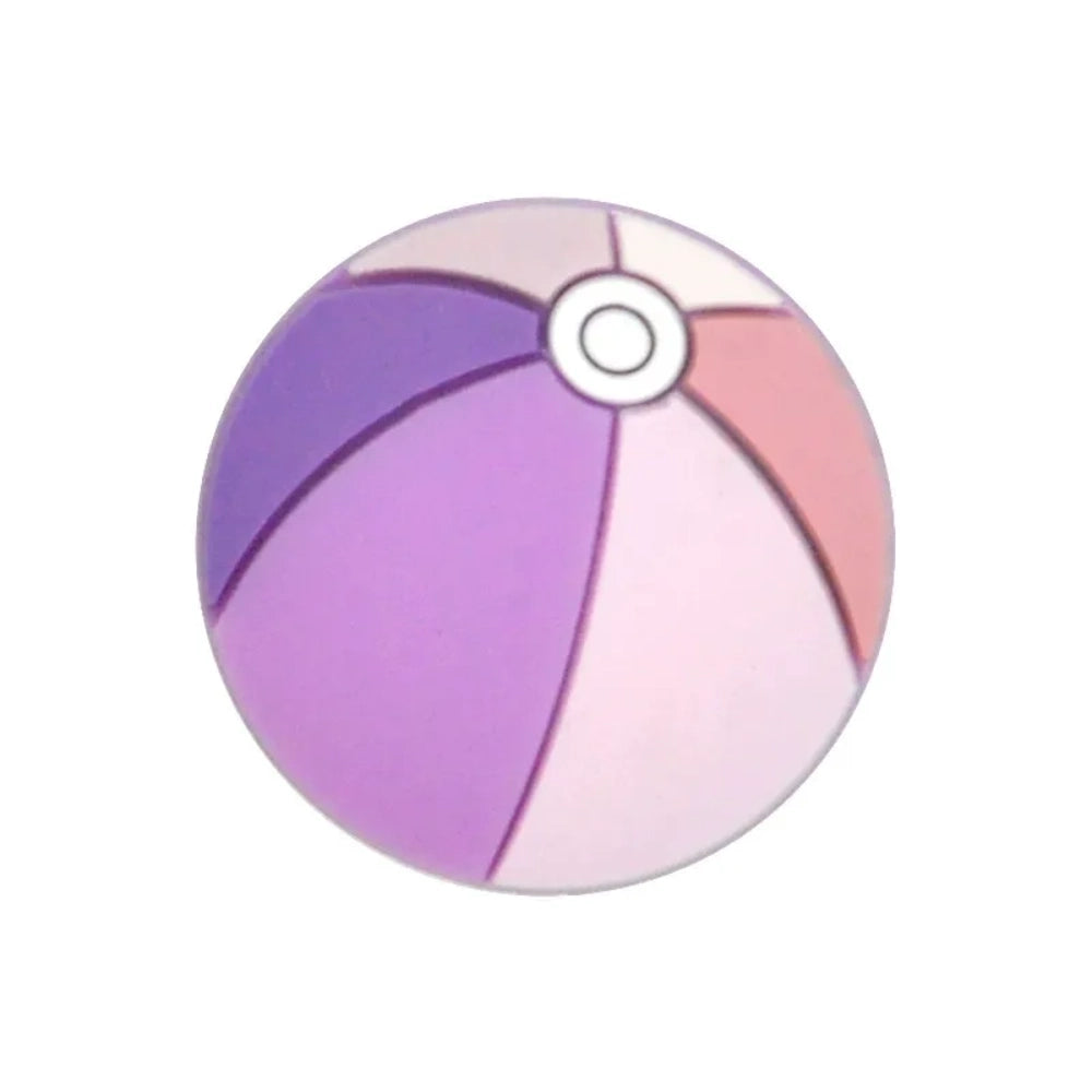 Colorful beach ball silicone focal beads in assorted multicolor designs including blue, red, purple, and teal panels with white center detail, shown in a pile on white background. - 4