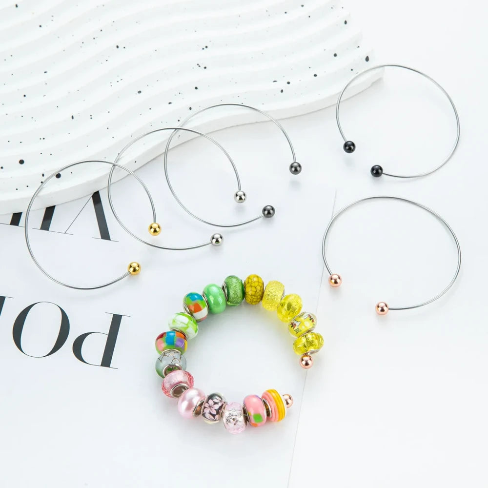 Beadable C-shaped Beveled Opening Bracelet for DIY