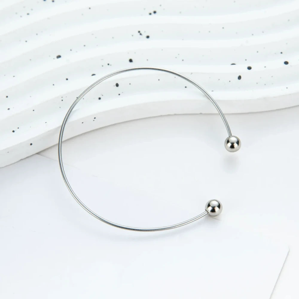 Beadable C-shaped Beveled Opening Bracelet for DIY