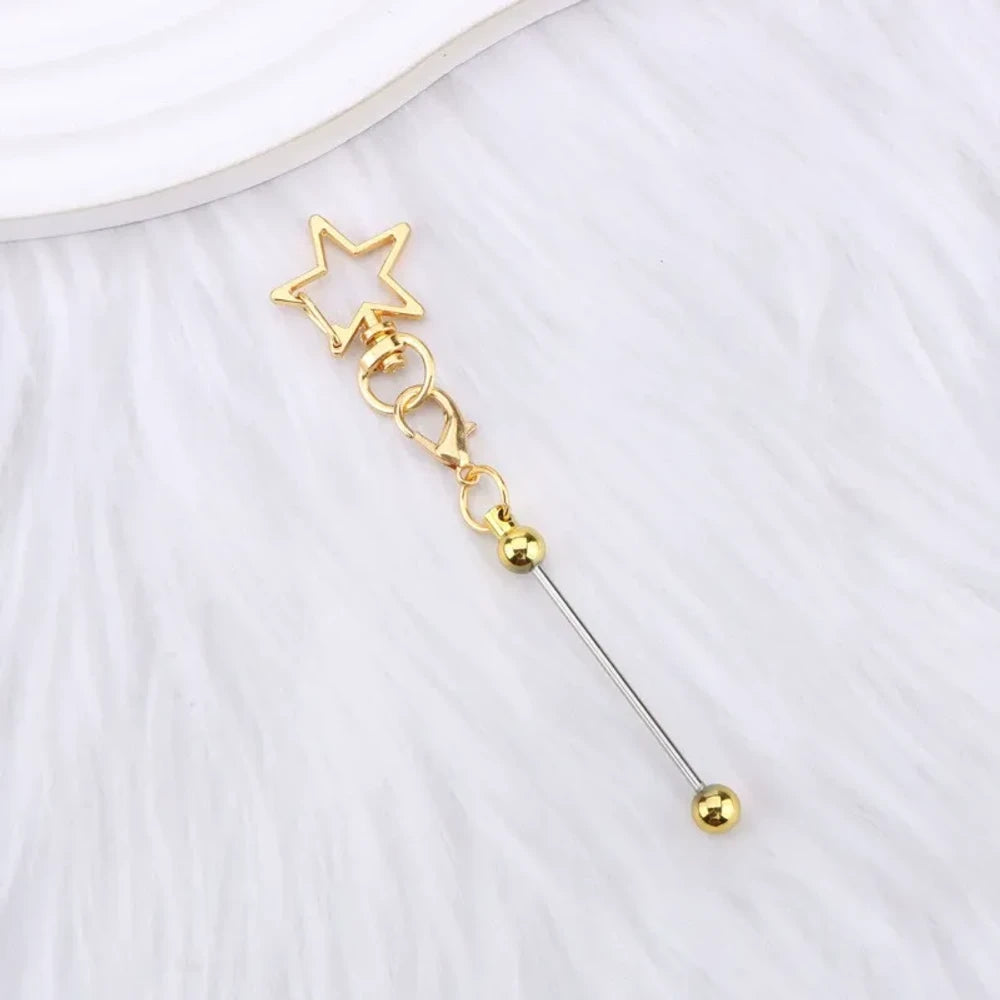 Beadable Colorful Star Shaped Metal Keychain for DIY
