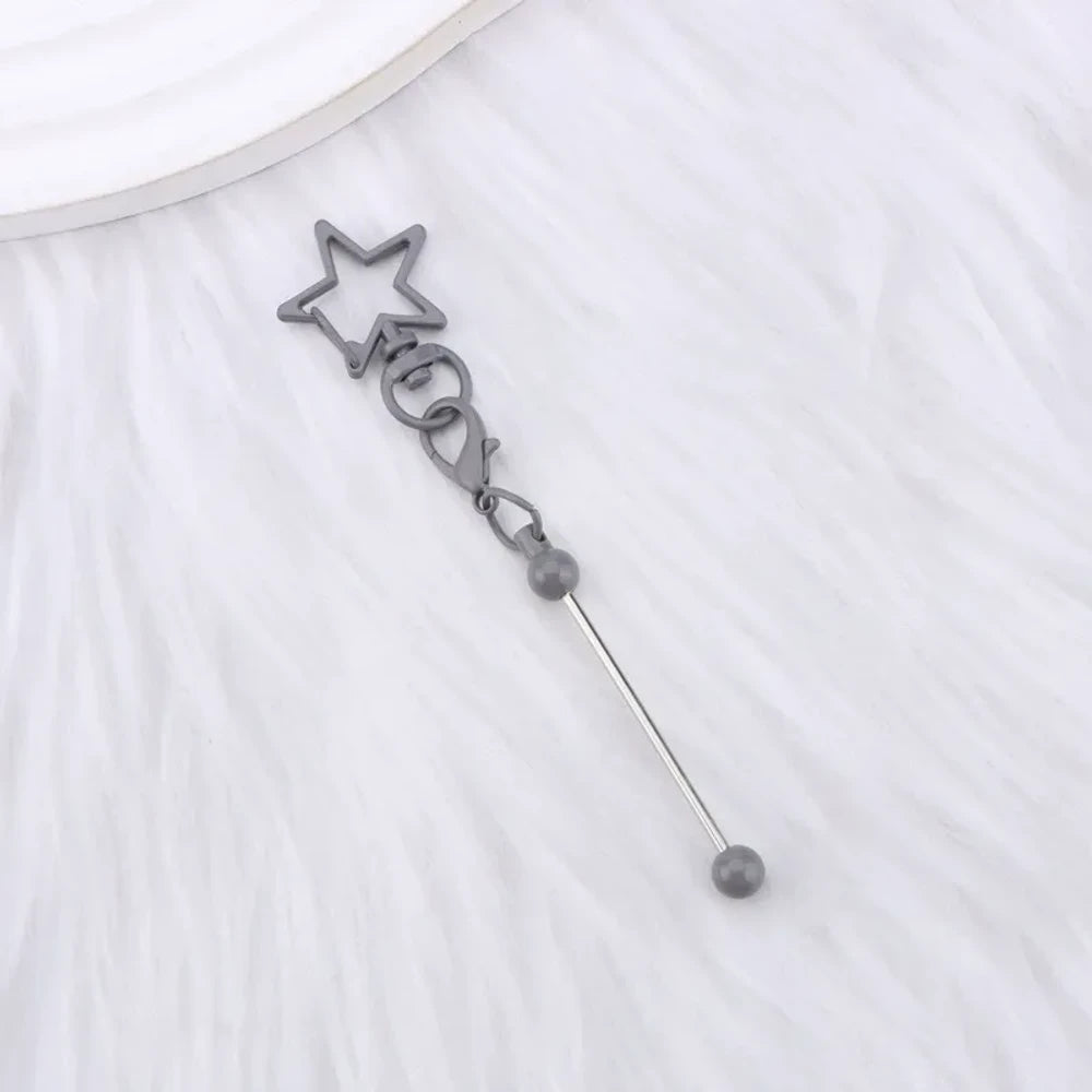 Beadable Colorful Star Shaped Metal Keychain for DIY