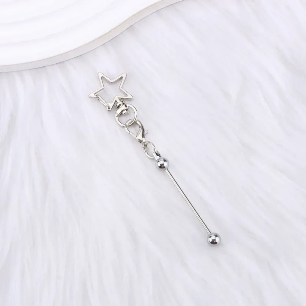 Beadable Colorful Star Shaped Metal Keychain for DIY