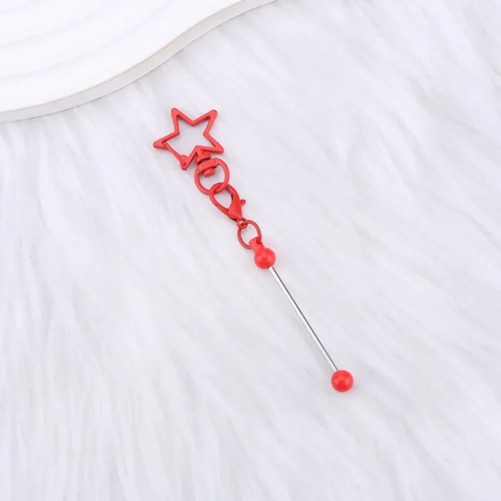 Beadable Colorful Star Shaped Metal Keychain for DIY