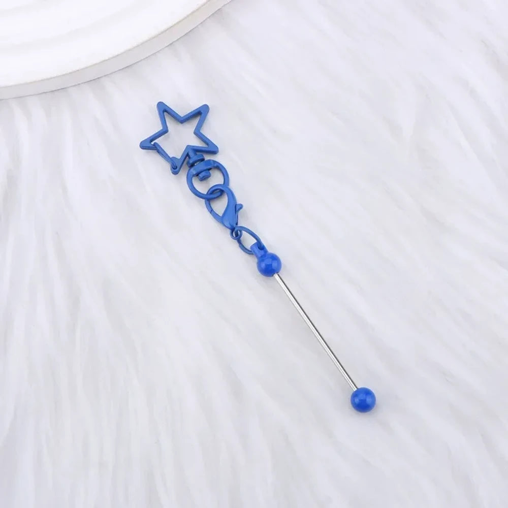 Beadable Colorful Star Shaped Metal Keychain for DIY