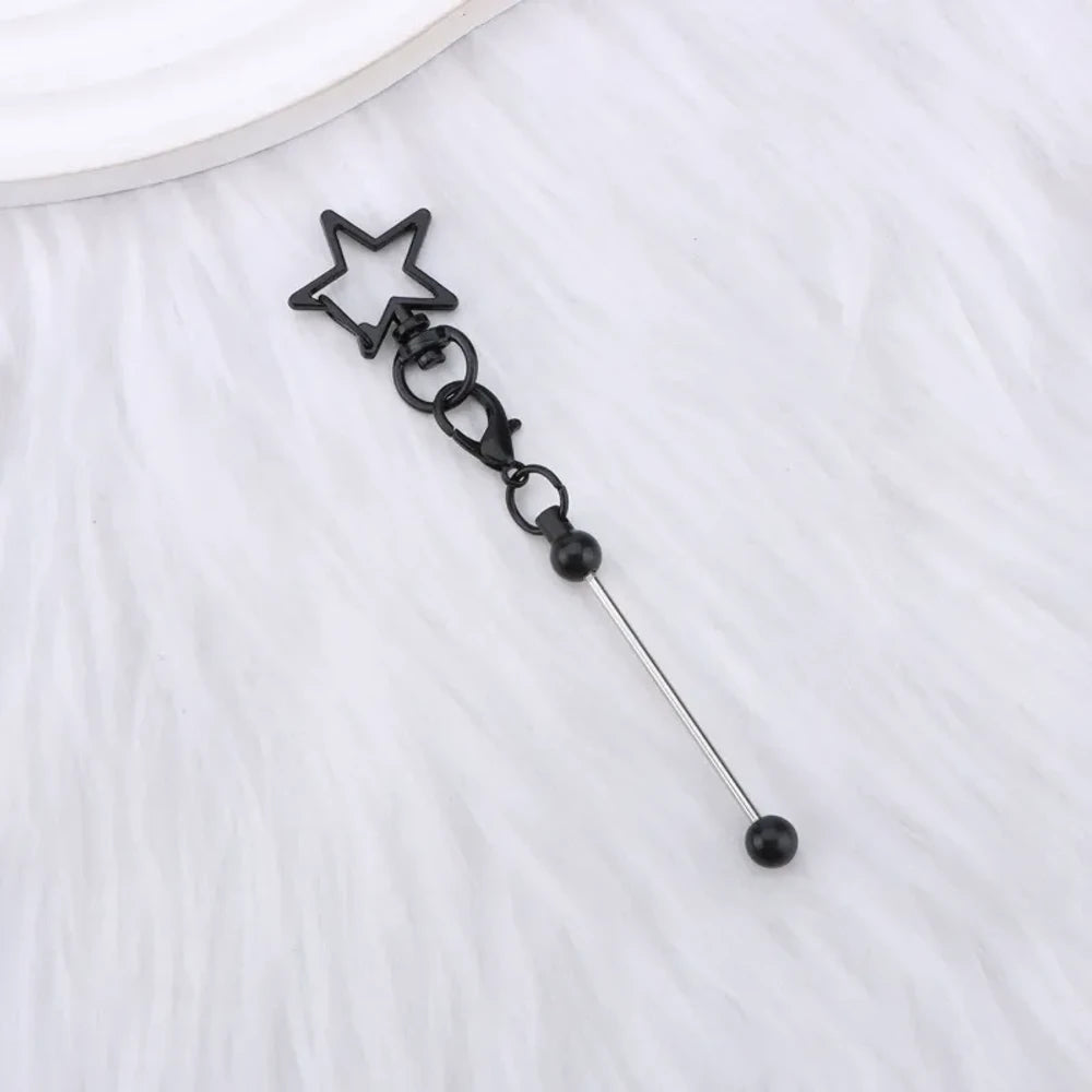 Beadable Colorful Star Shaped Metal Keychain for DIY