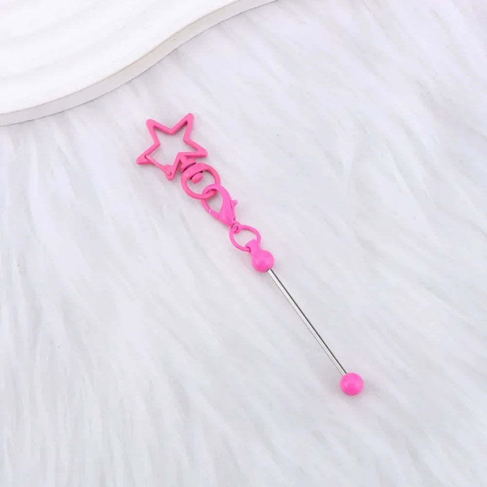 Beadable Colorful Star Shaped Metal Keychain for DIY